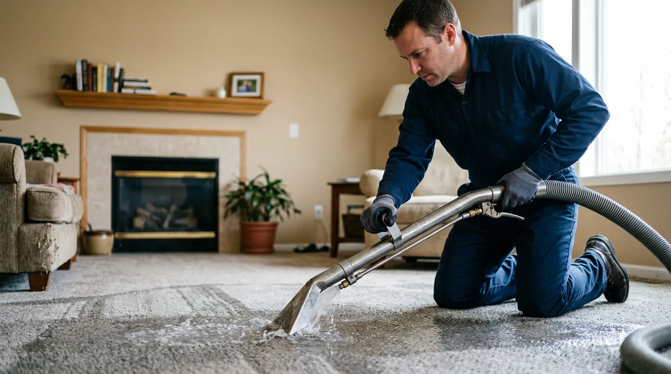 Water damage restoration technician working near Piru, CA